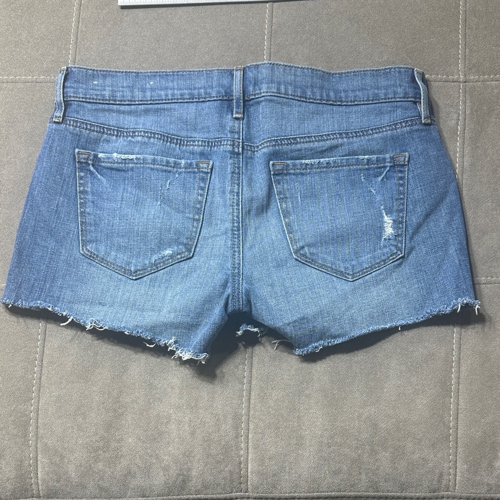 LOFT Classic Blue Distressed Jean Shorts - Picture 6 of 12